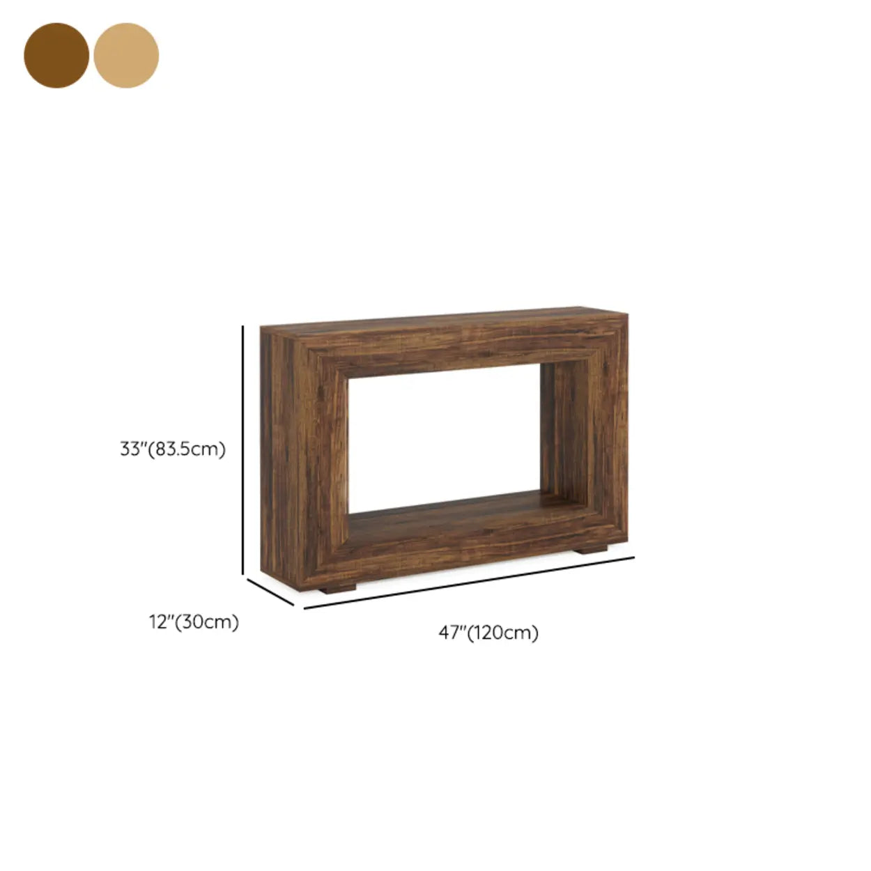 Rustic Wood Entryway Console Table with Floor Shelf