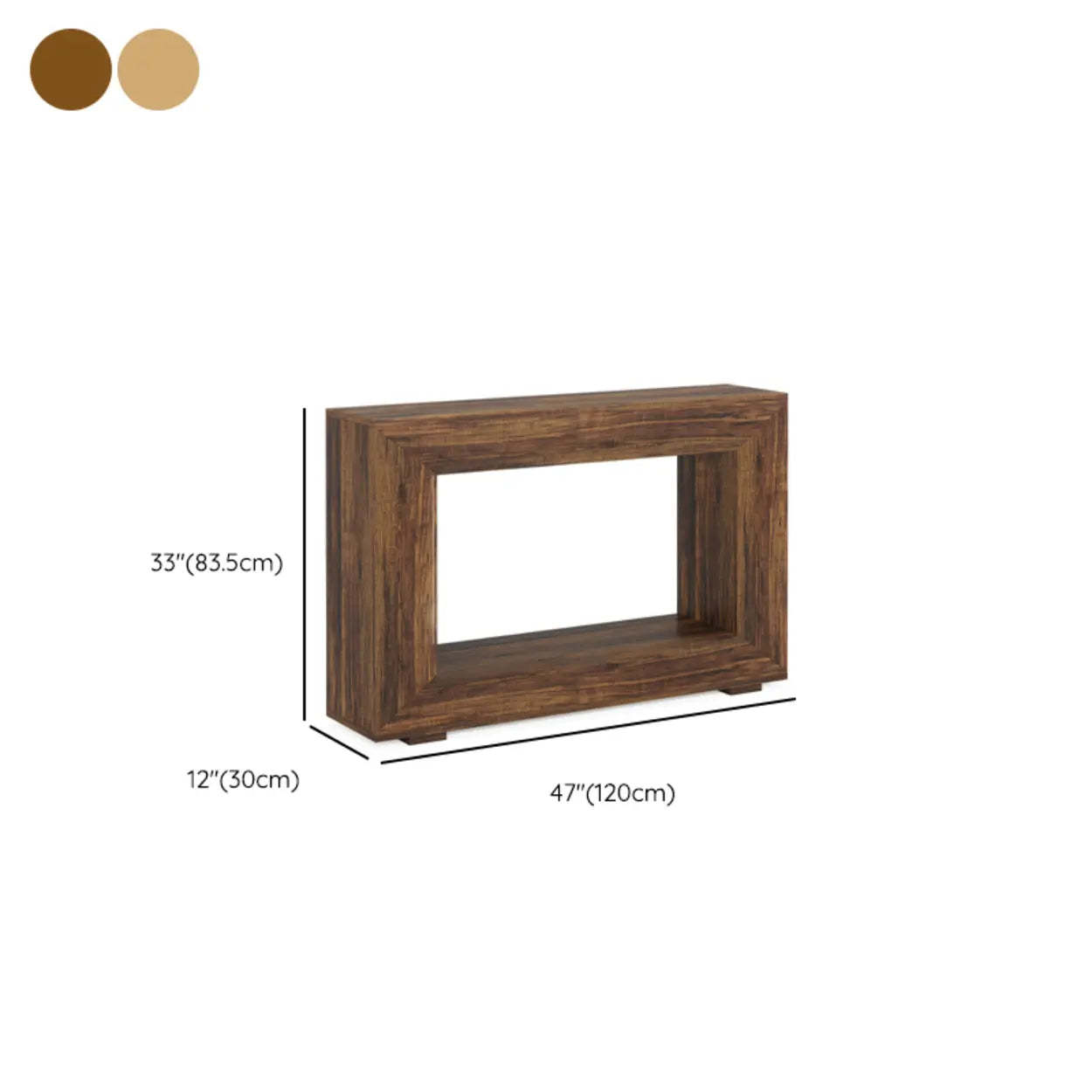 Rustic Wood Entryway Console Table with Floor Shelf