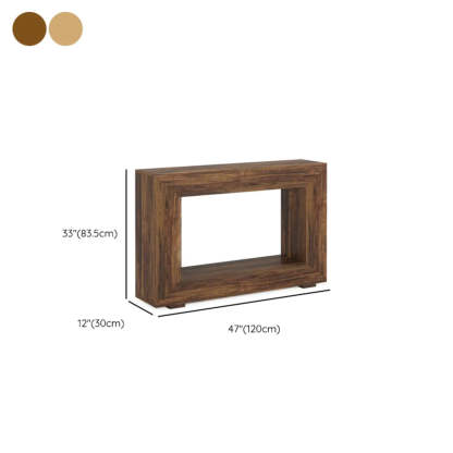 Rustic Wood Entryway Console Table with Floor Shelf