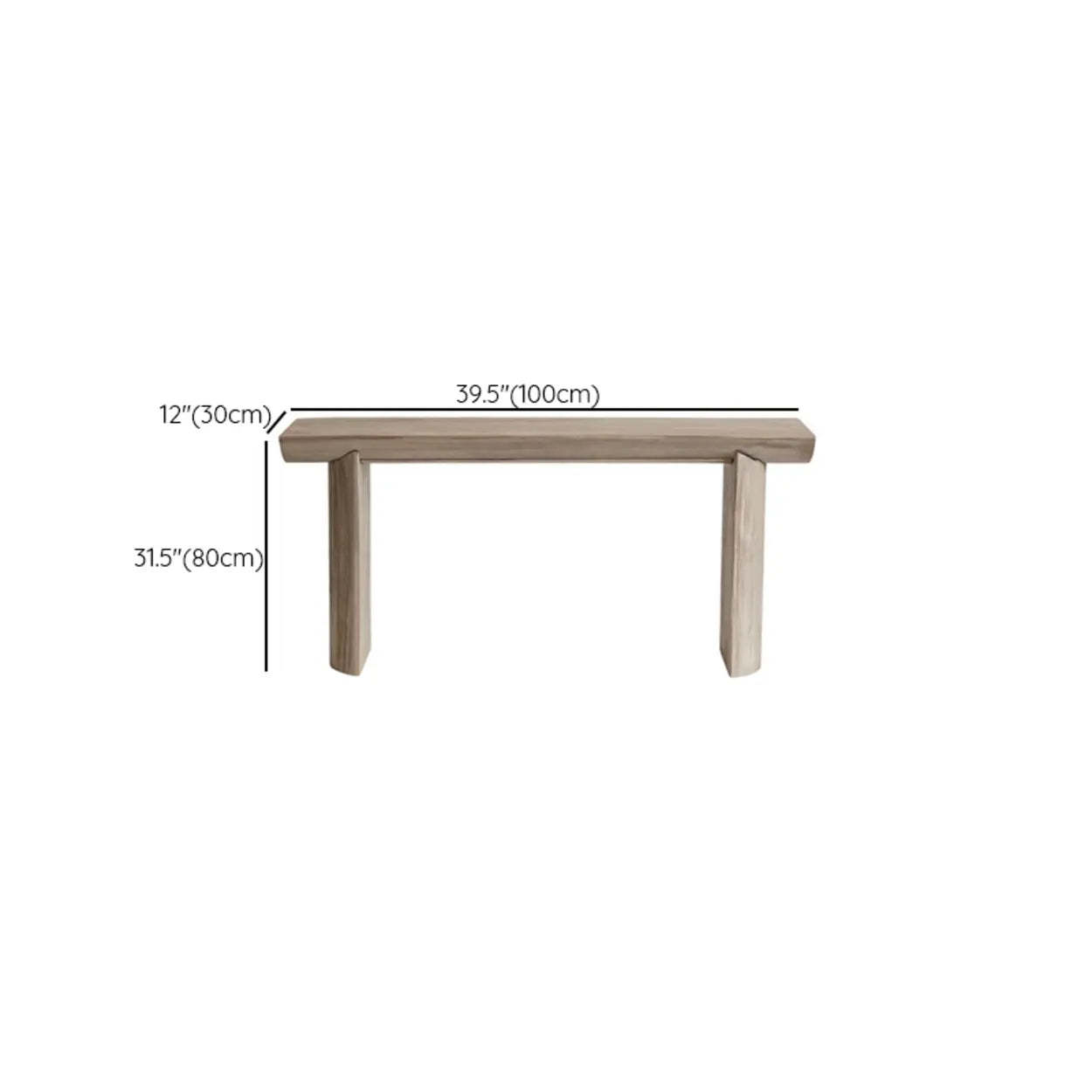 Rustic Rectangular Pine Sled-Base Console Table