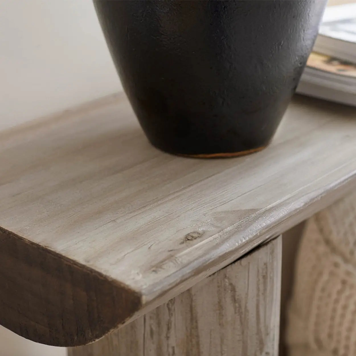 Rustic Rectangular Pine Sled-Base Console Table