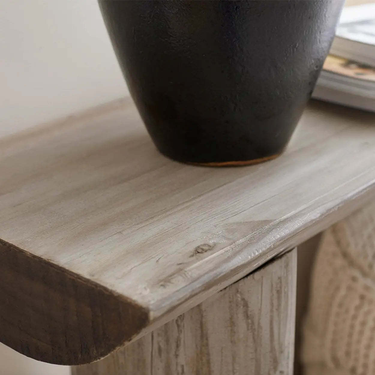 Rustic Rectangular Pine Sled-Base Console Table