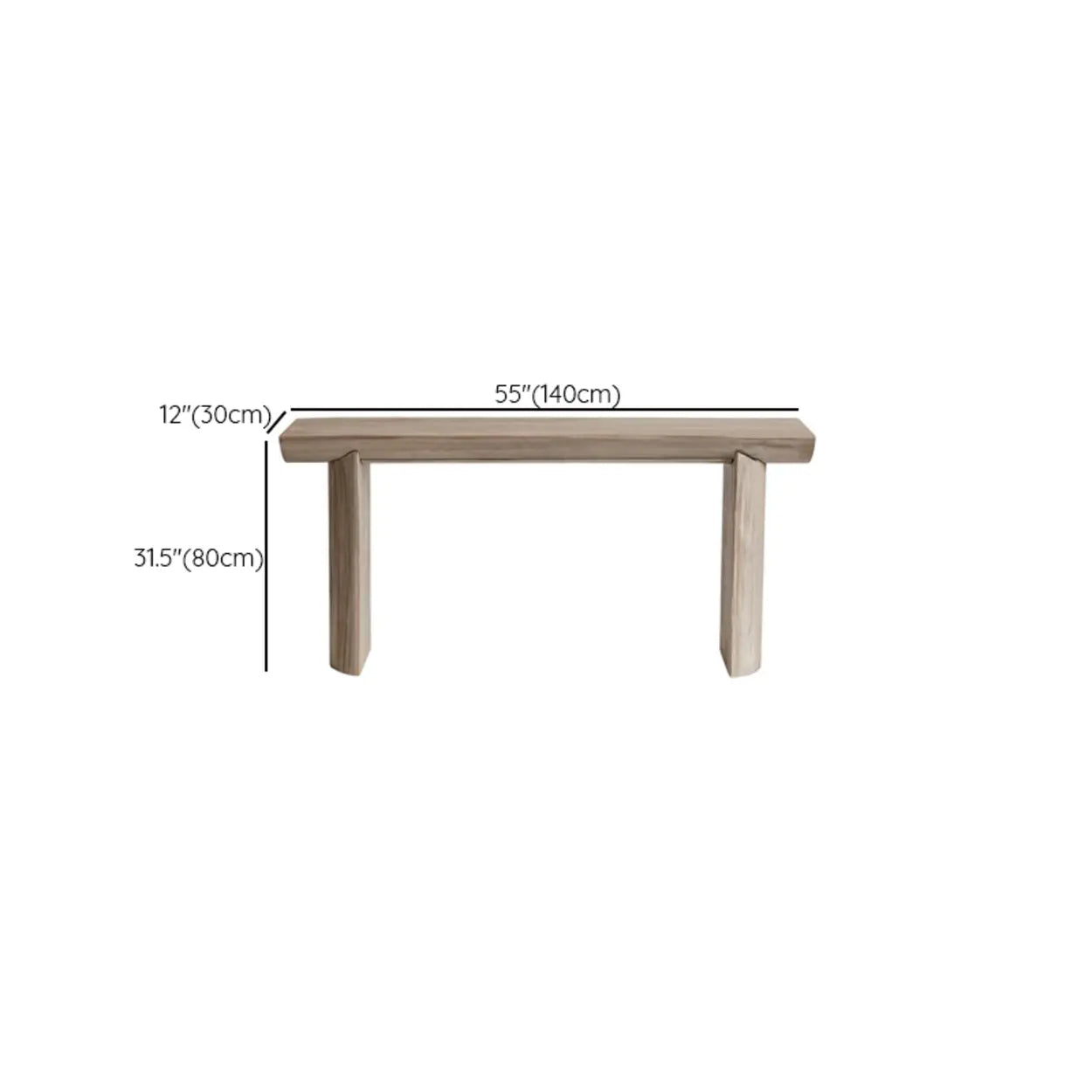 Rustic Rectangular Pine Sled-Base Console Table