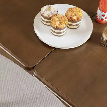 Rustic White Stone Wood Drop-Leaf Dining Table