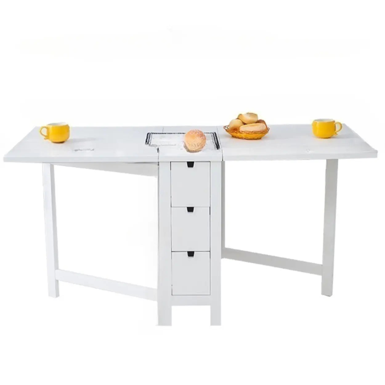 Rustic Wood Drop-Leaf Kitchen Dining Table