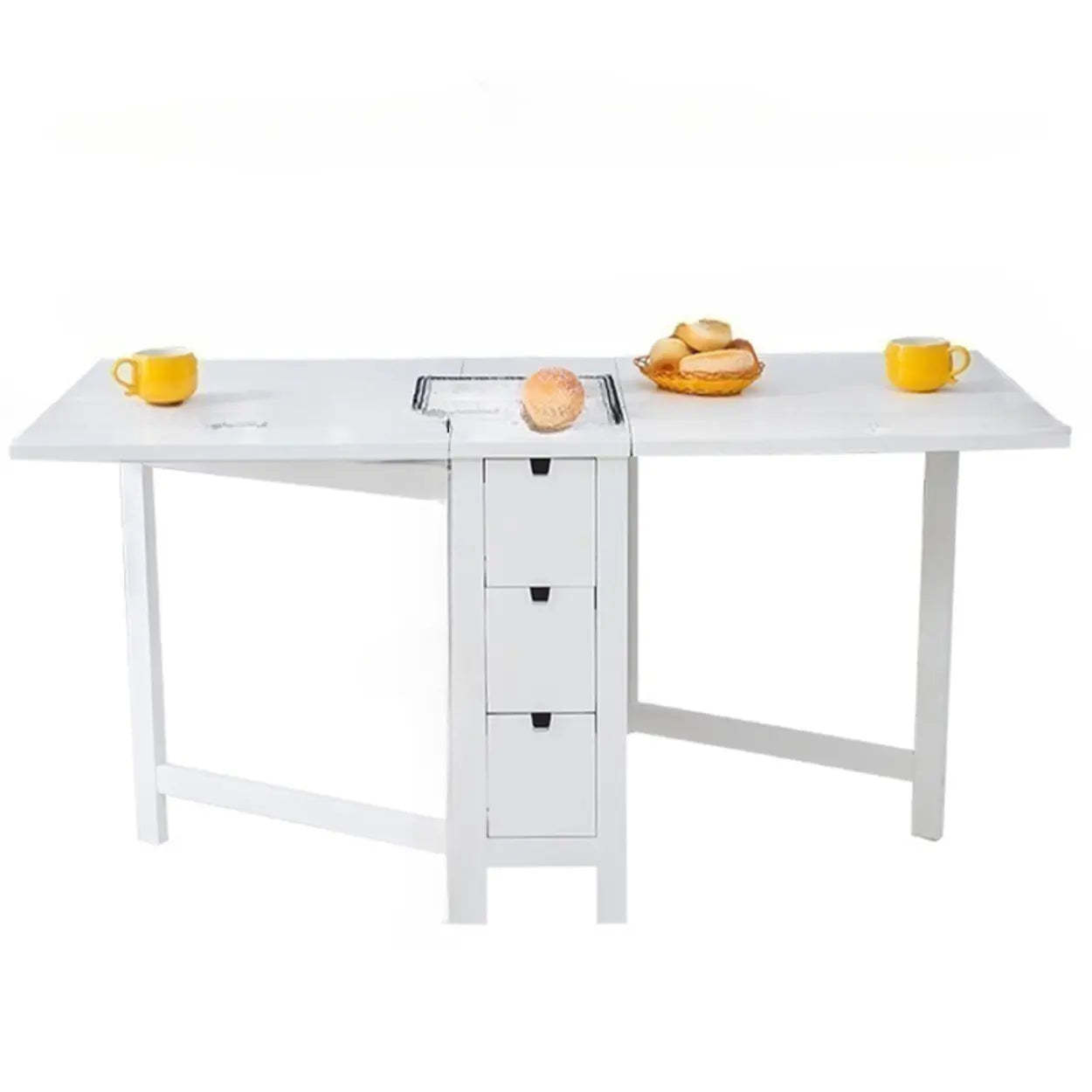 Rustic Wood Drop-Leaf Kitchen Dining Table
