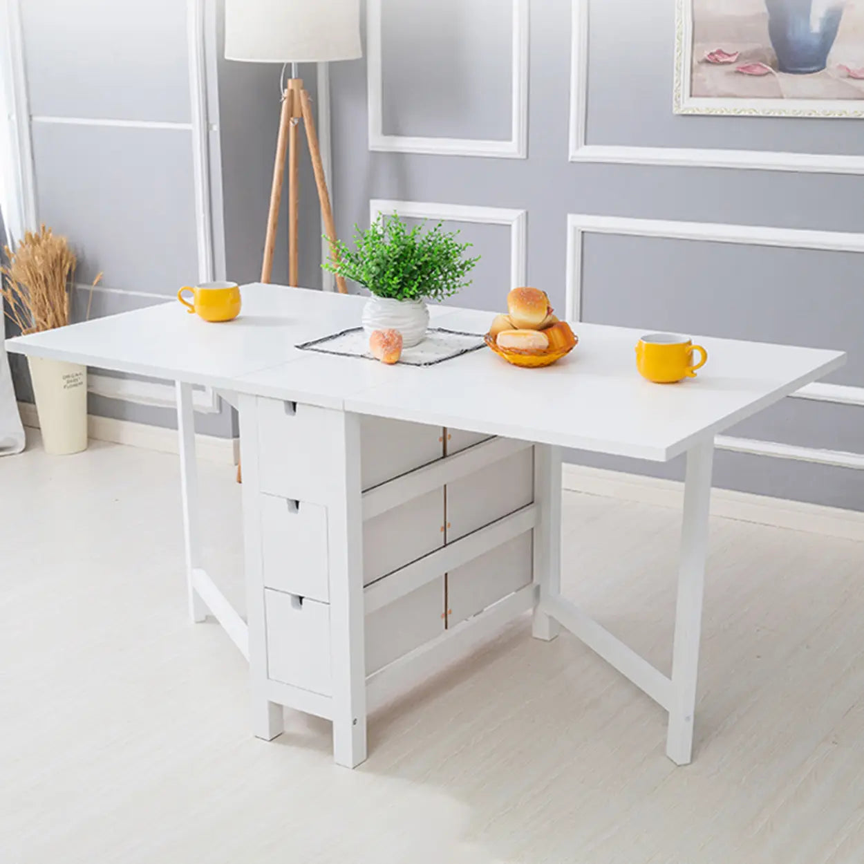 Rustic Wood Drop-Leaf Kitchen Dining Table — Brown / Table Only
