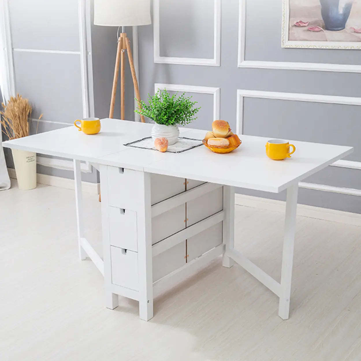 Rustic Wood Drop-Leaf Kitchen Dining Table — Brown / Table Only