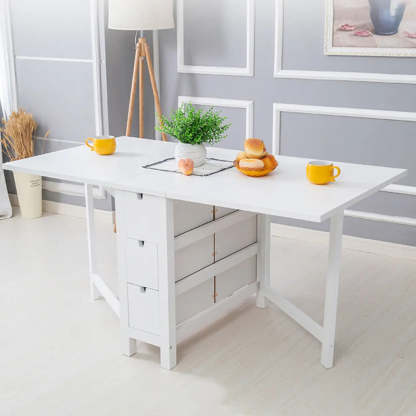 Rustic Wood Drop-Leaf Kitchen Dining Table — Brown / Table Only
