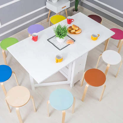 Rustic Wood Drop-Leaf Kitchen Dining Table