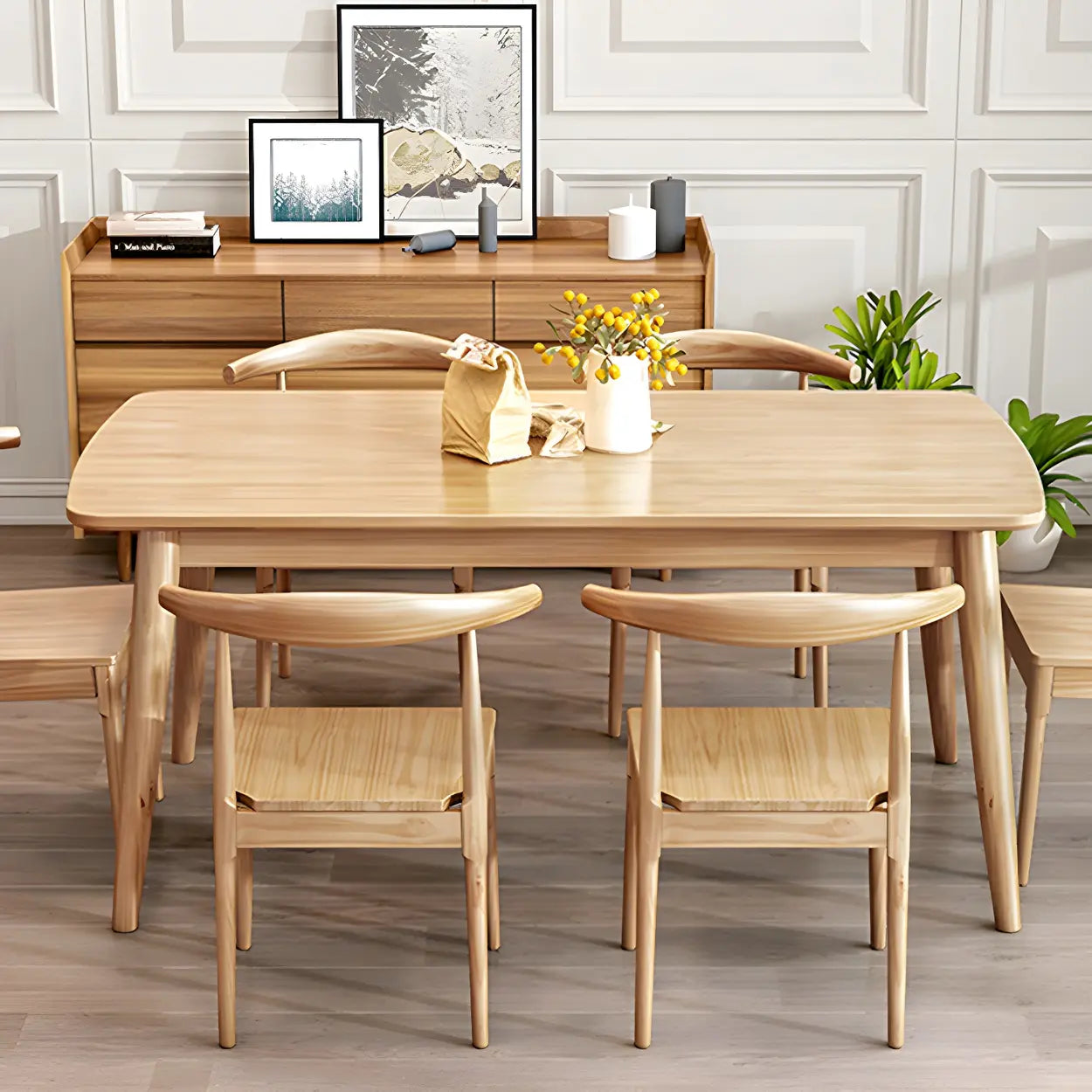 Rustic Rectangular Natural Wood Kitchen Dining Table — Table Only