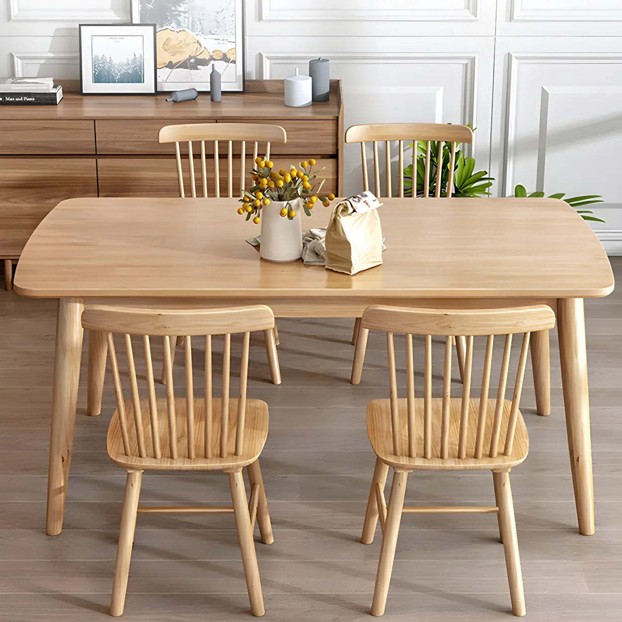 Rustic Rectangular Natural Wood Kitchen Dining Table — Table Only