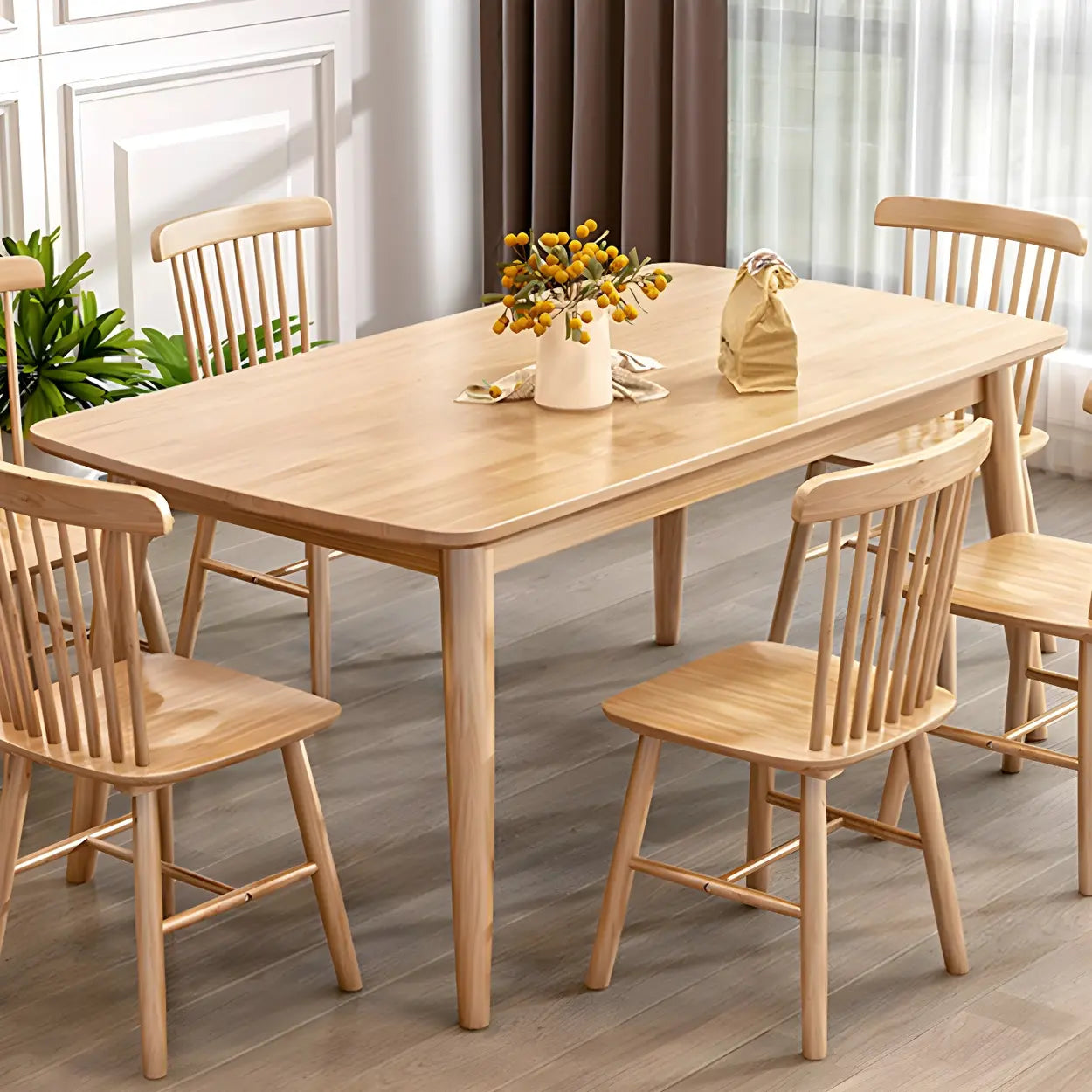 Rustic Rectangular Natural Wood Kitchen Dining Table — Table Only