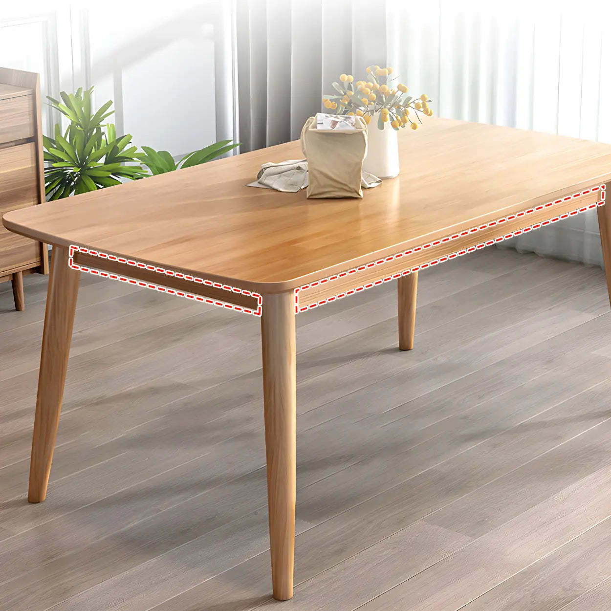 Rustic Rectangular Natural Wood Kitchen Dining Table — Table Only