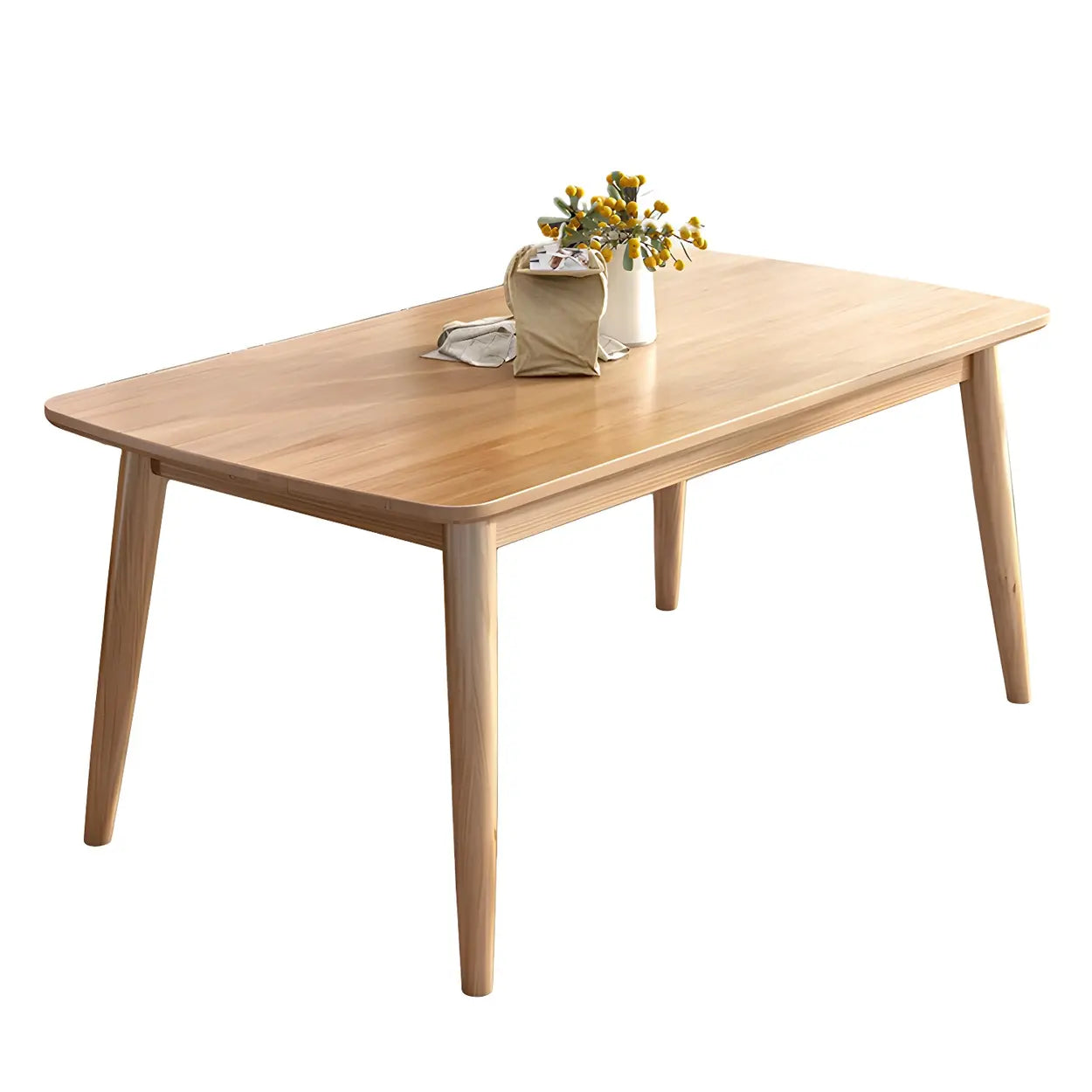 Rustic Rectangular Natural Wood Kitchen Dining Table