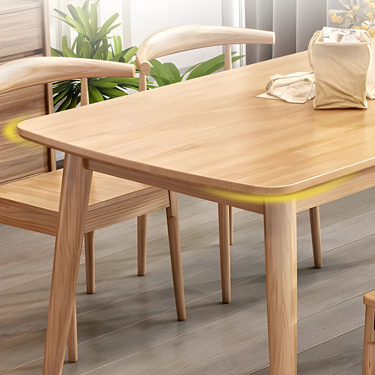 Rustic Rectangular Natural Wood Kitchen Dining Table — Table Only
