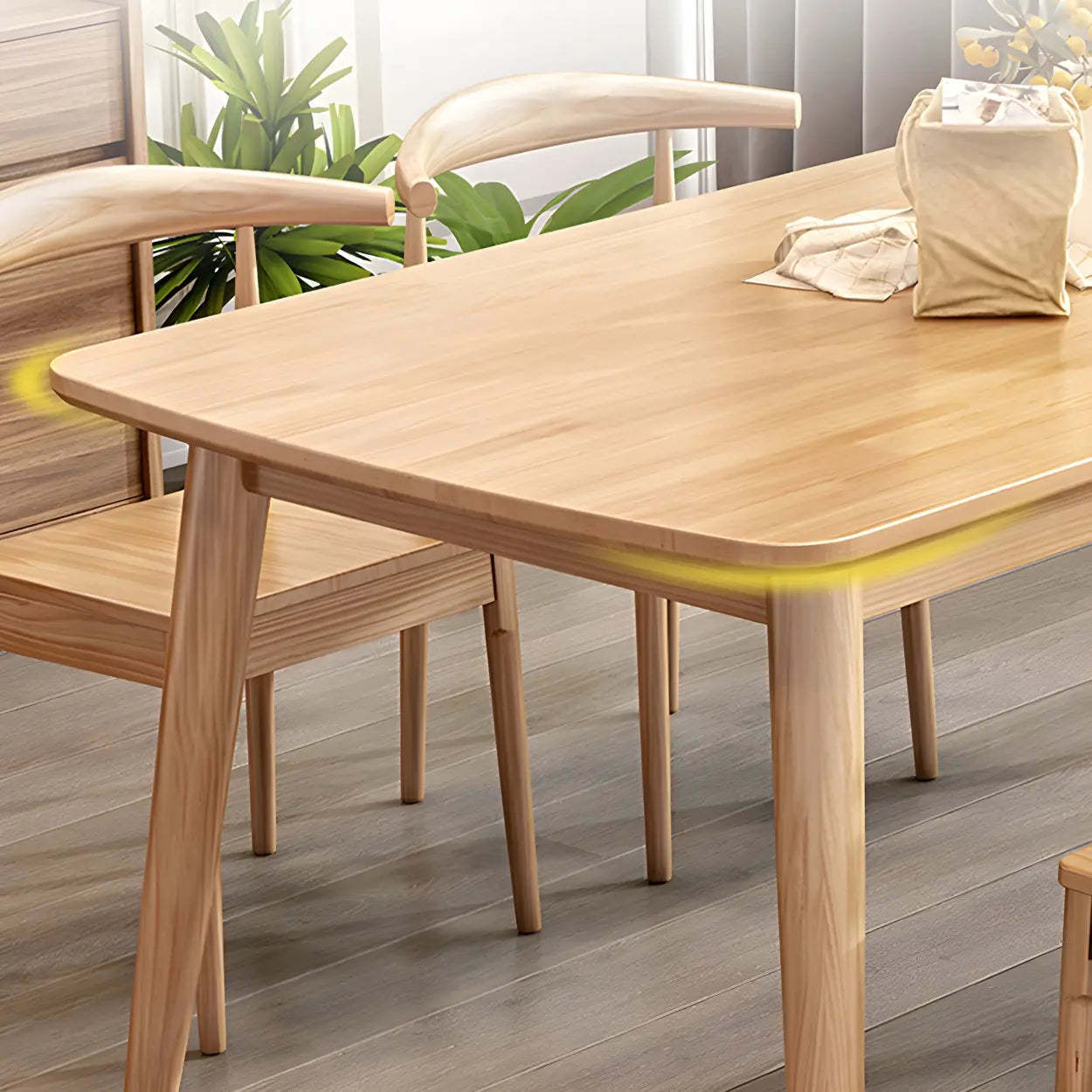 Rustic Rectangular Natural Wood Kitchen Dining Table — Table Only