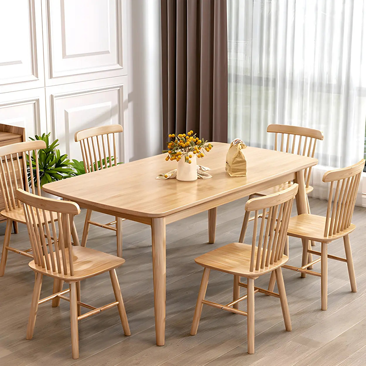 Rustic Rectangular Natural Wood Kitchen Dining Table