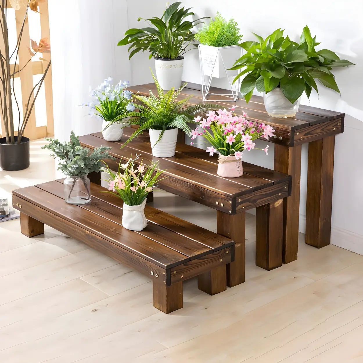 Rustic rectangular stand wood out f — 20"L x 12"W x 14"H
