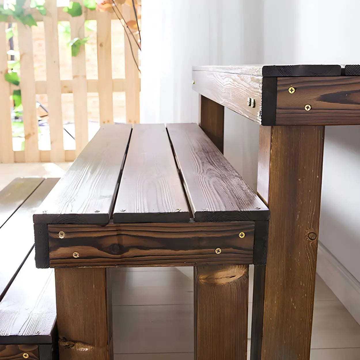 Rustic rectangular stand brown wood out f — 39"L x 12"W x 7"H