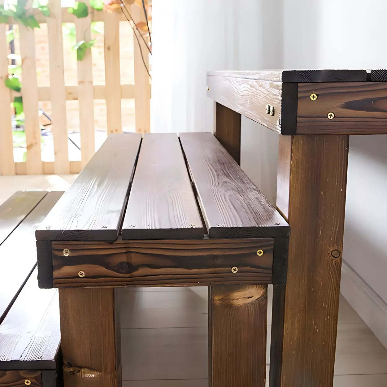 Rustic rectangular stand brown wood out f — 39"L x 12"W x 7"H