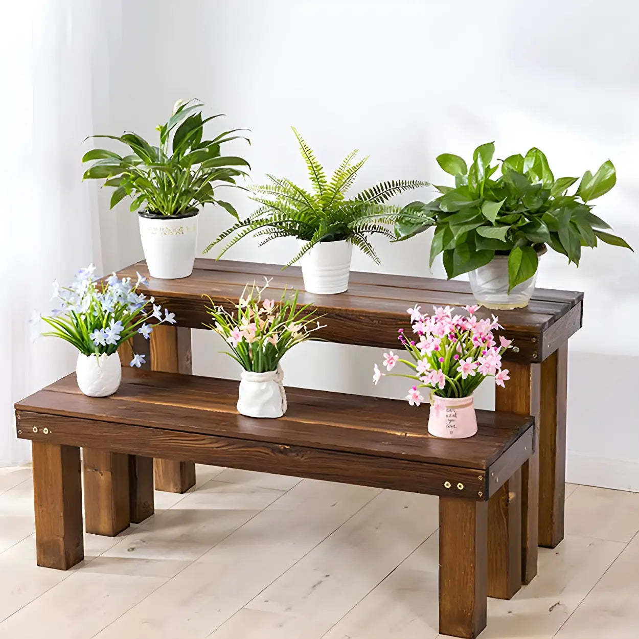 Rustic stand rust brown out f in wood — 24"L x 12"W x 22"H