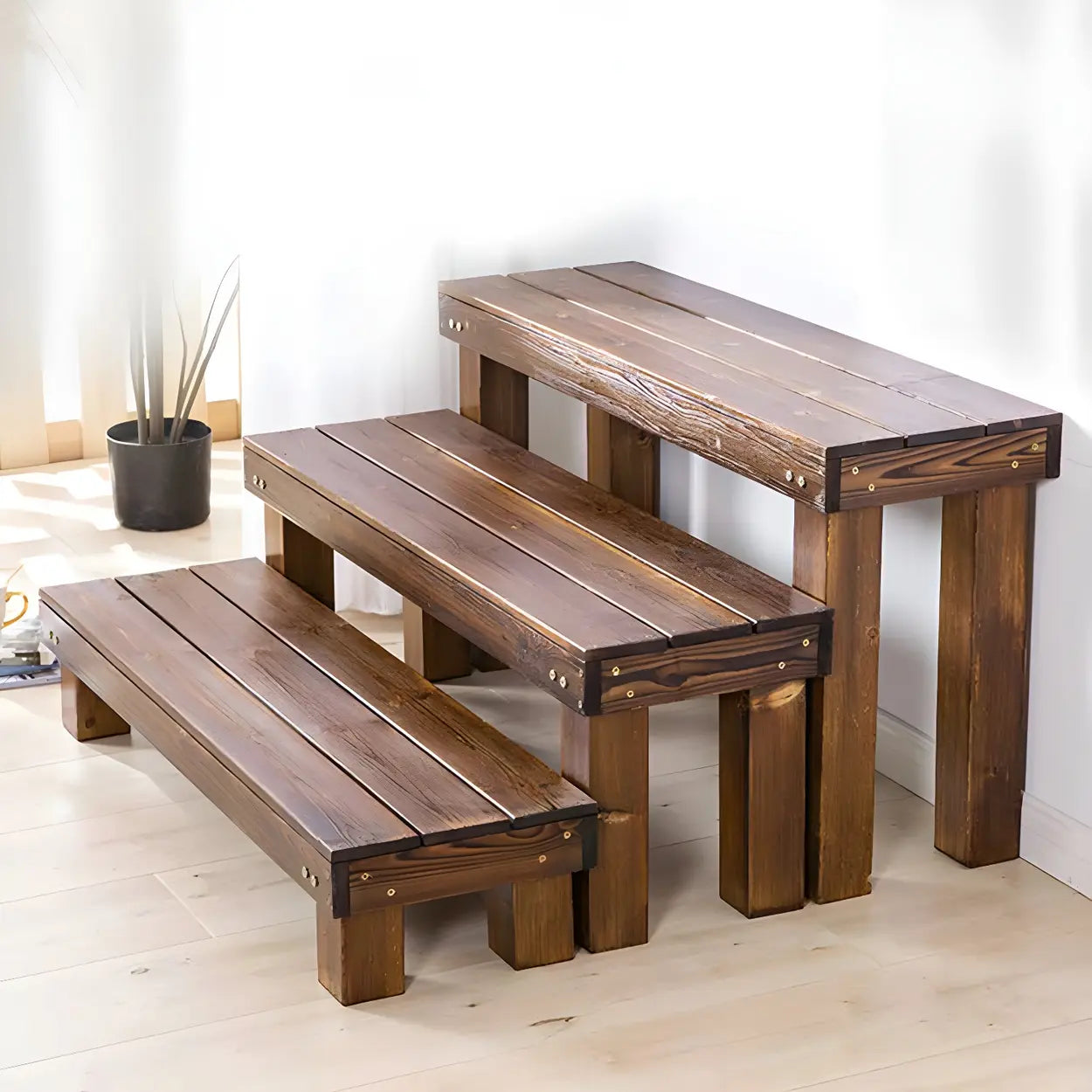 Brown rustic stand plant out f — 28"L x 12"W x 7"H
