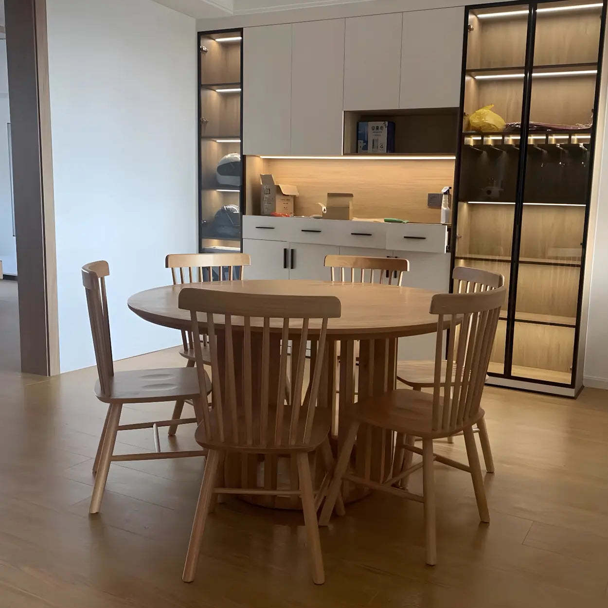 Rustic Round Brown Natural Wood Dining Table — Table Only