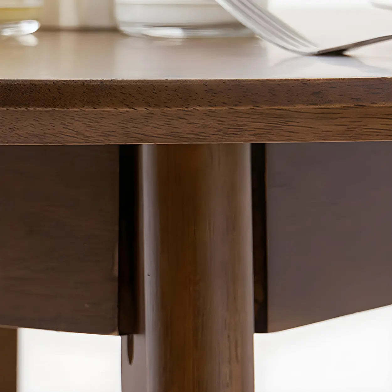 Rustic Round Natural Rubberwood Dining Table — Wood Color / Table Only