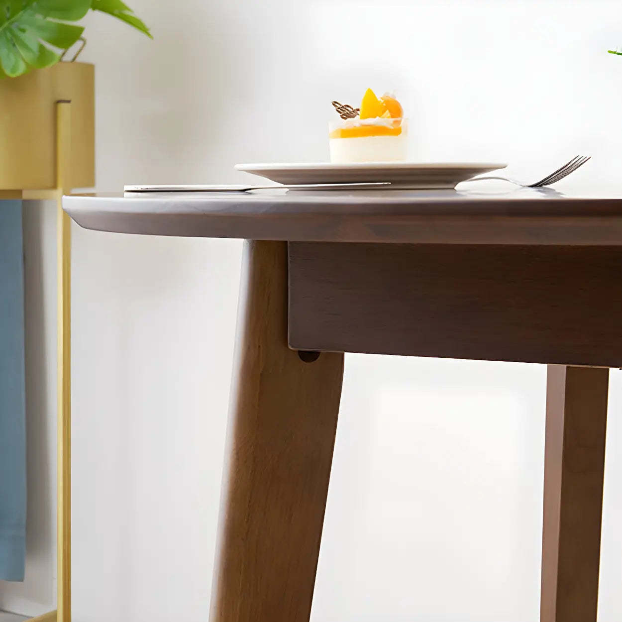 Rustic Round Natural Rubberwood Dining Table — Wood Color / Table Only