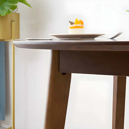 Rustic Round Natural Rubberwood Dining Table — Wood Color / Table Only