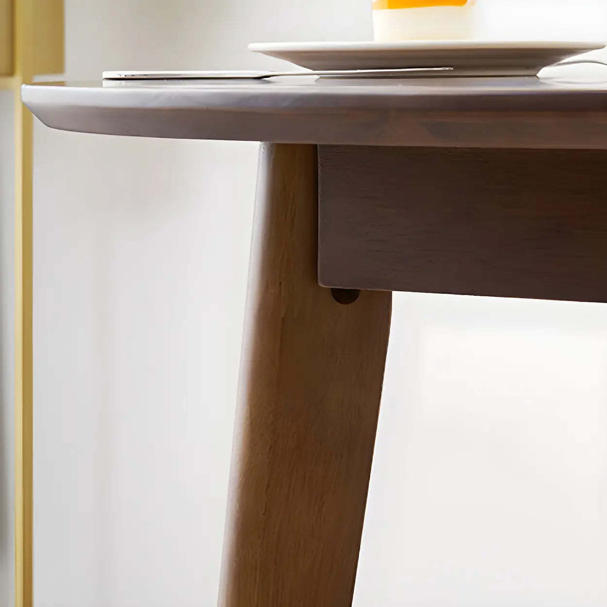 Rustic Round Natural Rubberwood Dining Table — Wood Color / Table Only