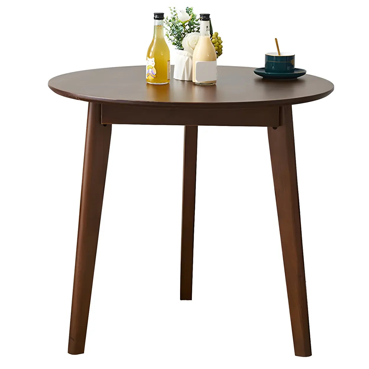Rustic Round Natural Rubberwood Dining Table — Wood Color / Table Only