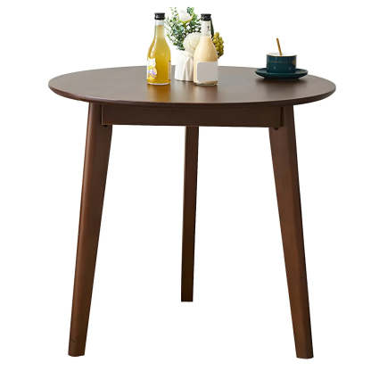 Rustic Round Natural Rubberwood Dining Table — Wood Color / Table Only