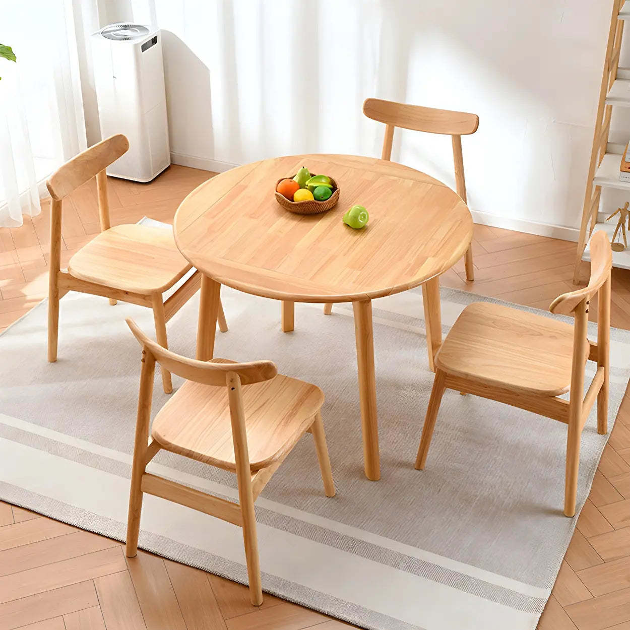 Rustic Round Natural Wood Extendable Dining Table — Nut-Brown / Table Only
