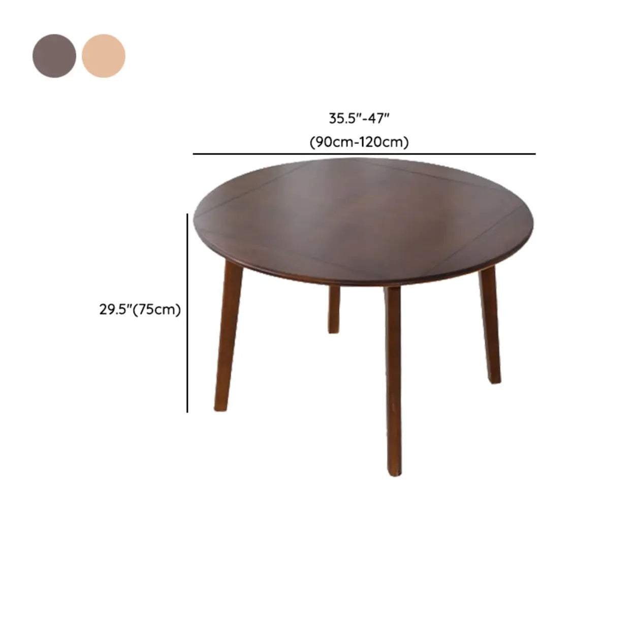 Rustic Round Natural Wood Extendable Dining Table
