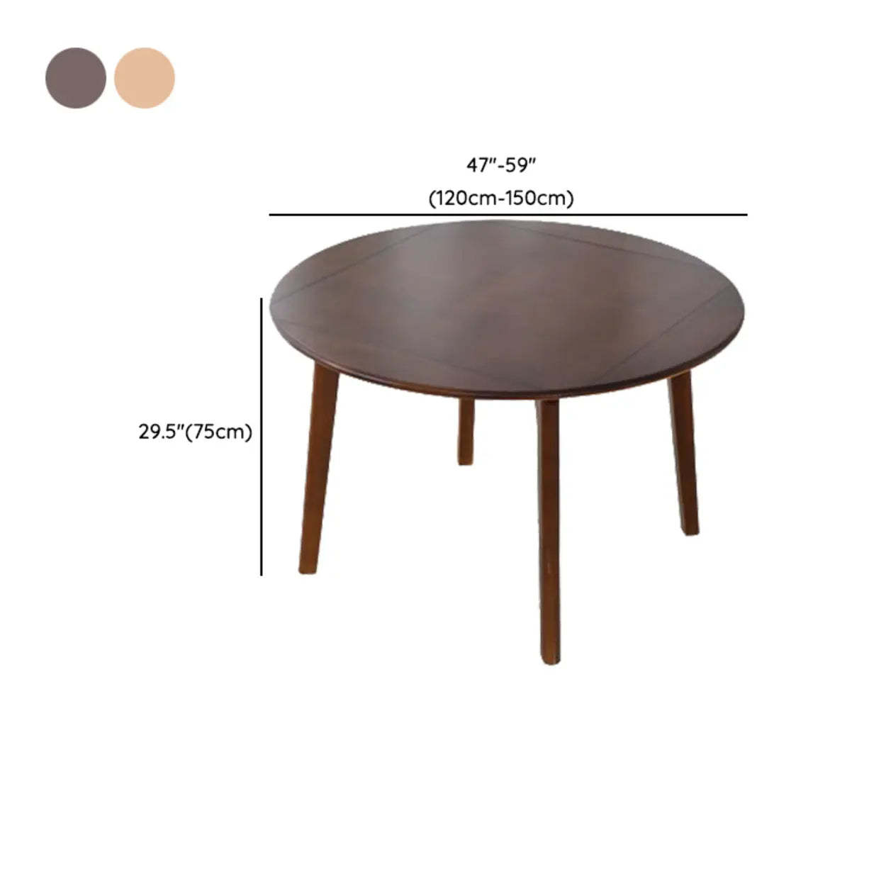 Rustic Round Natural Wood Extendable Dining Table