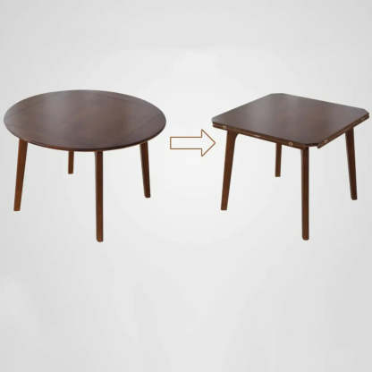Rustic Round Natural Wood Extendable Dining Table — Nut-Brown / Table Only