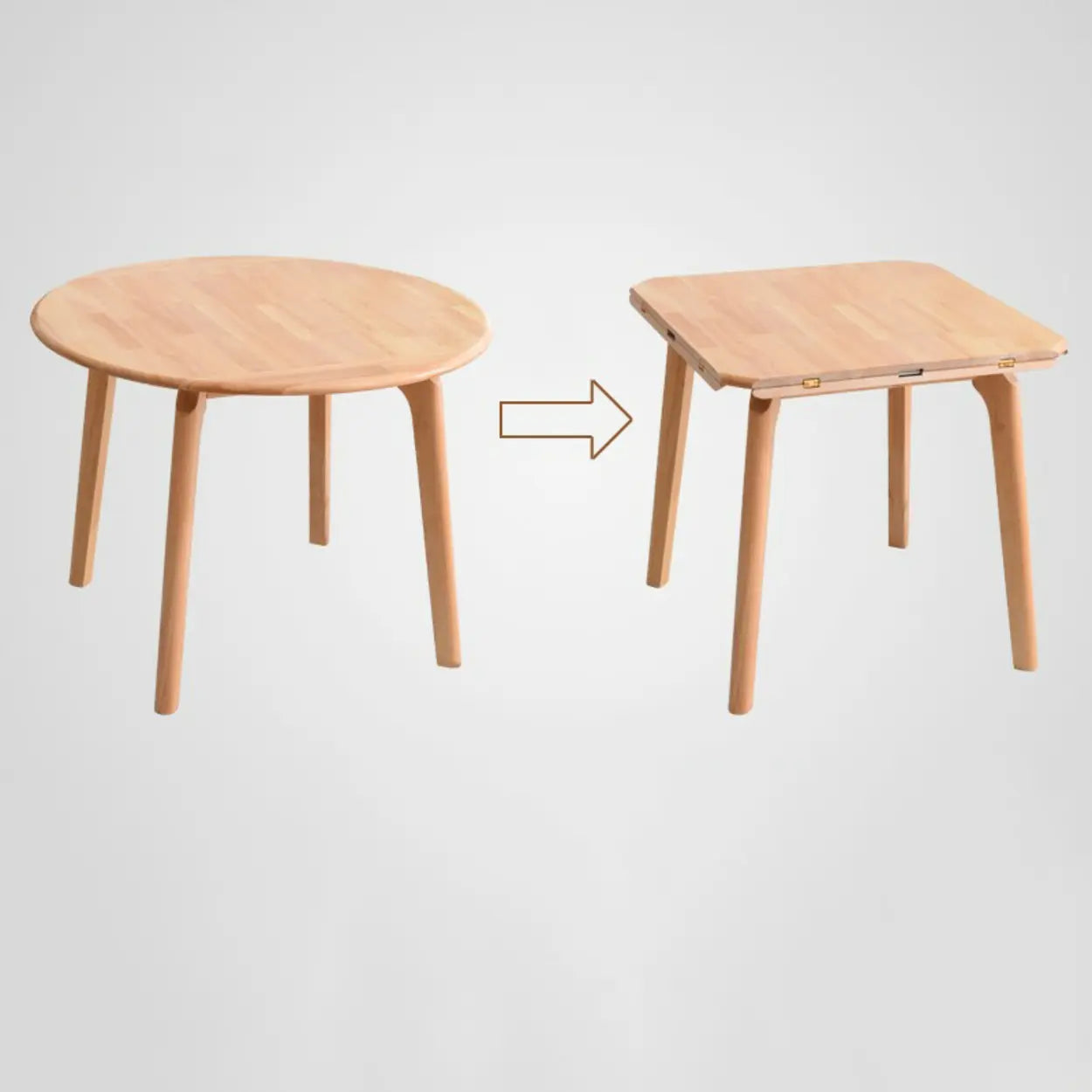 Rustic Round Natural Wood Extendable Dining Table — Nut-Brown / Table Only