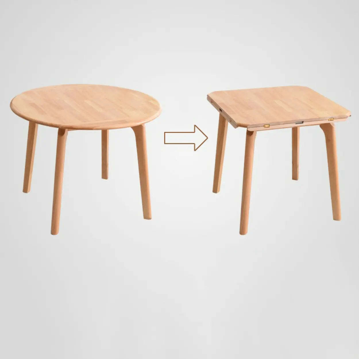Rustic Round Natural Wood Extendable Dining Table — Nut-Brown / Table Only