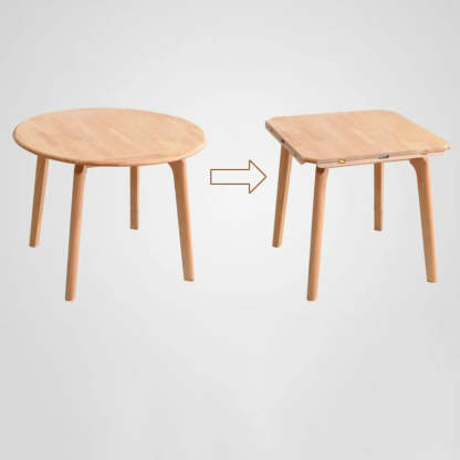 Rustic Round Natural Wood Extendable Dining Table — Nut-Brown / Table Only