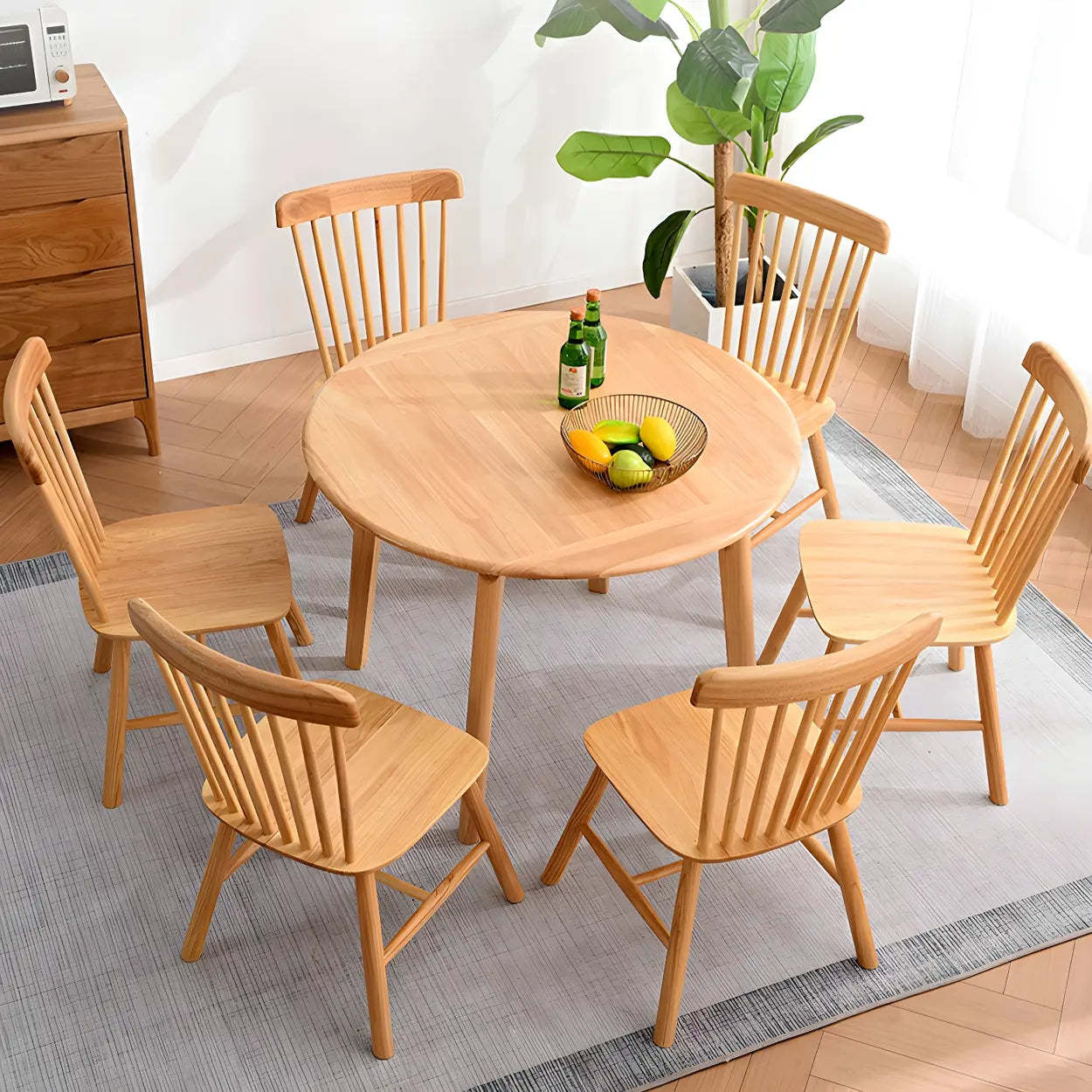 Rustic Round Natural Wood Extendable Dining Table — Nut-Brown / Table Only