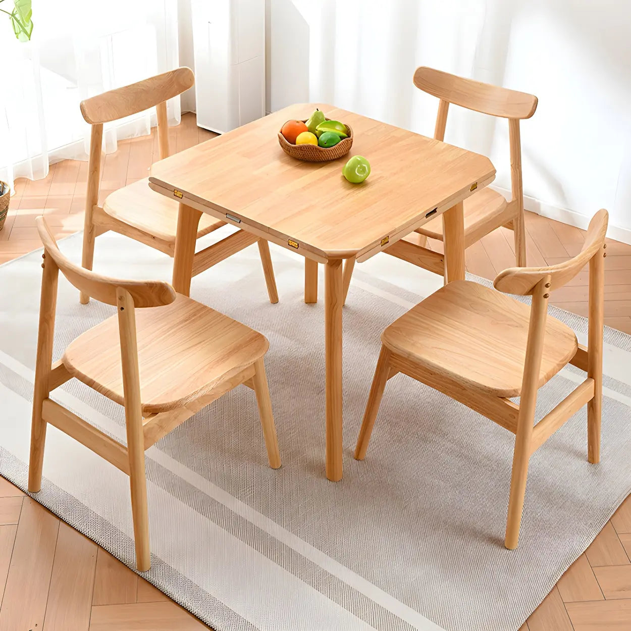 Rustic Round Natural Wood Extendable Dining Table — Nut-Brown / Table Only