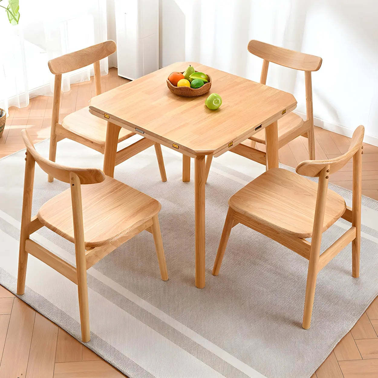 Rustic Round Natural Wood Extendable Dining Table — Nut-Brown / Table Only