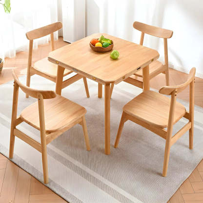Rustic Round Natural Wood Extendable Dining Table — Nut-Brown / Table Only