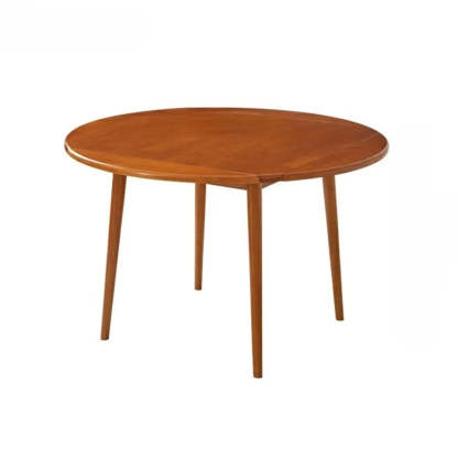 Rustic Round Natural Rubberwood Extendable Dining Table — Table Only