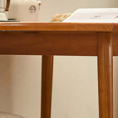 Rustic Round Natural Rubberwood Extendable Dining Table