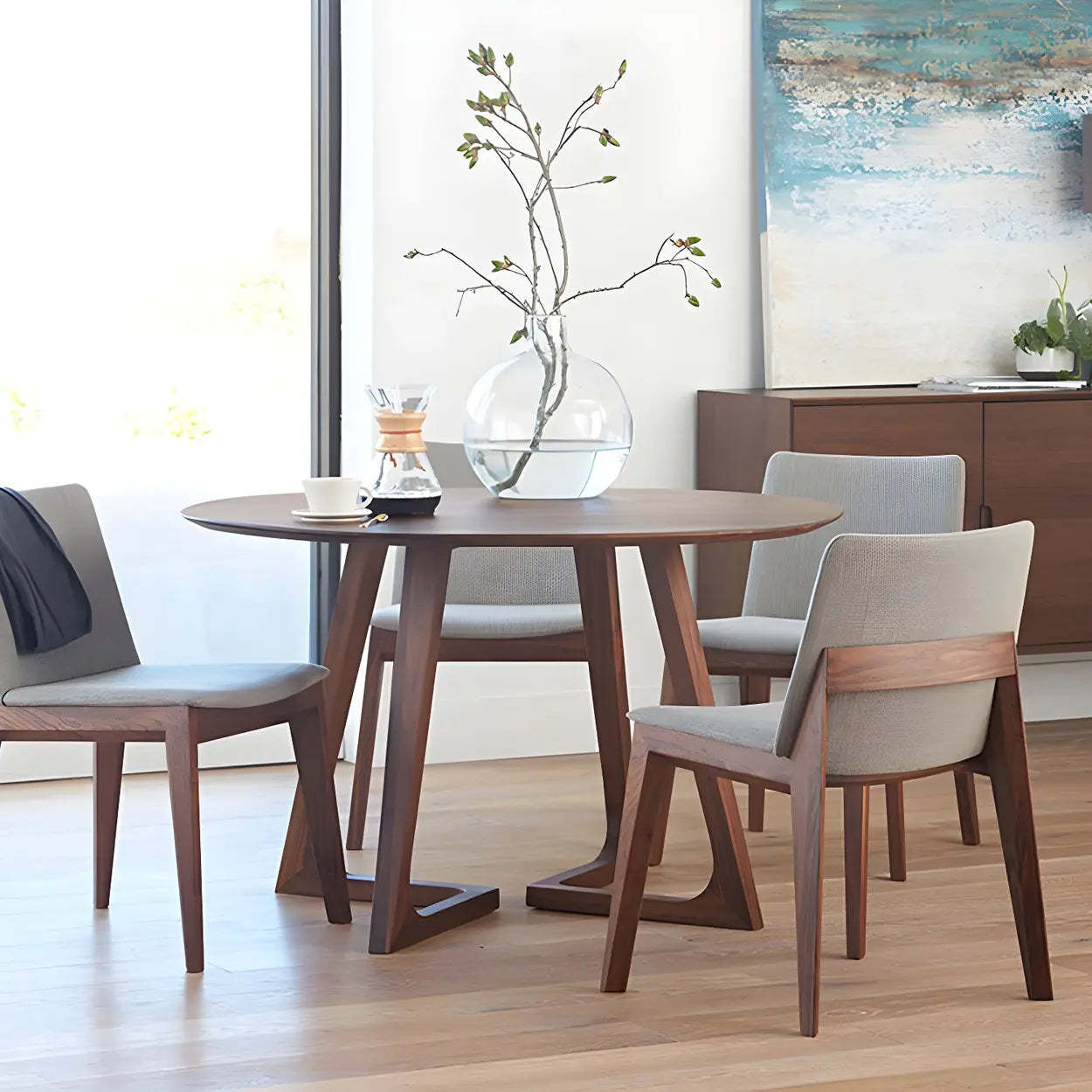 Small Round Wood Dining Table — Without Chairs / Natural Finish