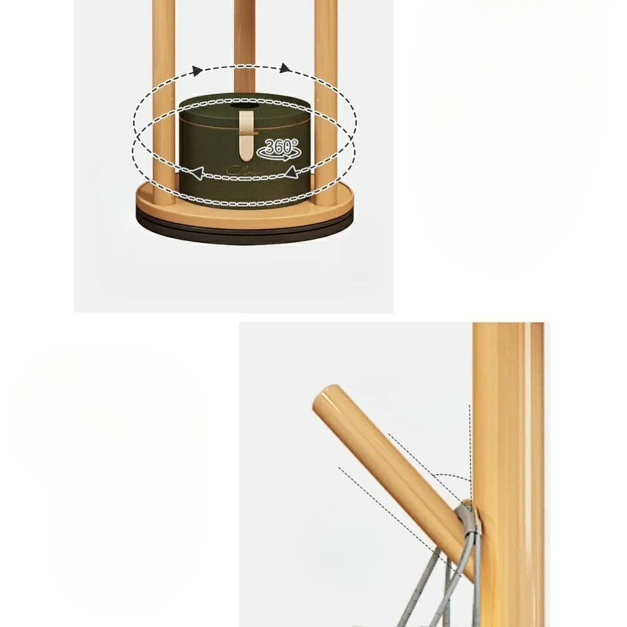 Rustic Round Wood Hall Tree with Hooks