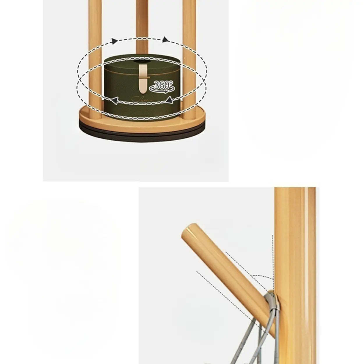 Rustic Round Wood Hall Tree with Hooks